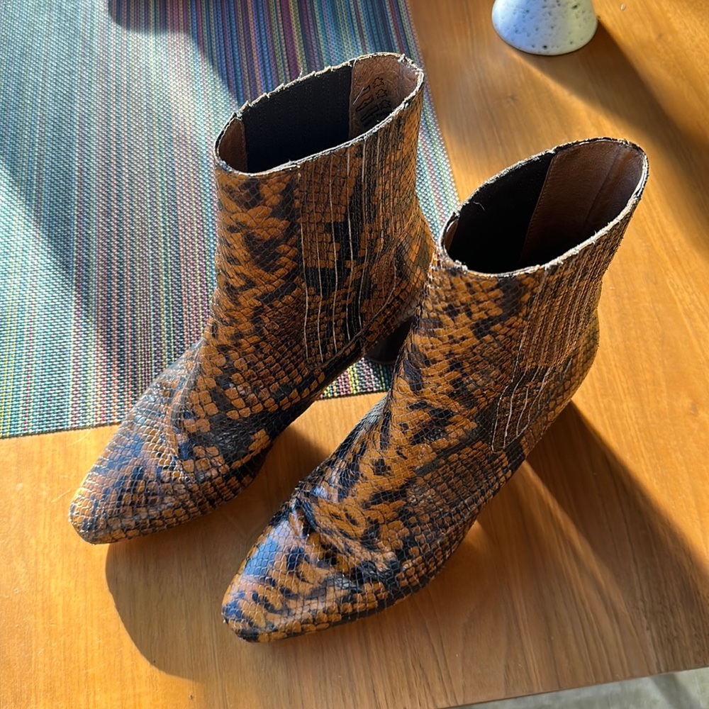 Sandro Luka snake-effect leather ankle boots